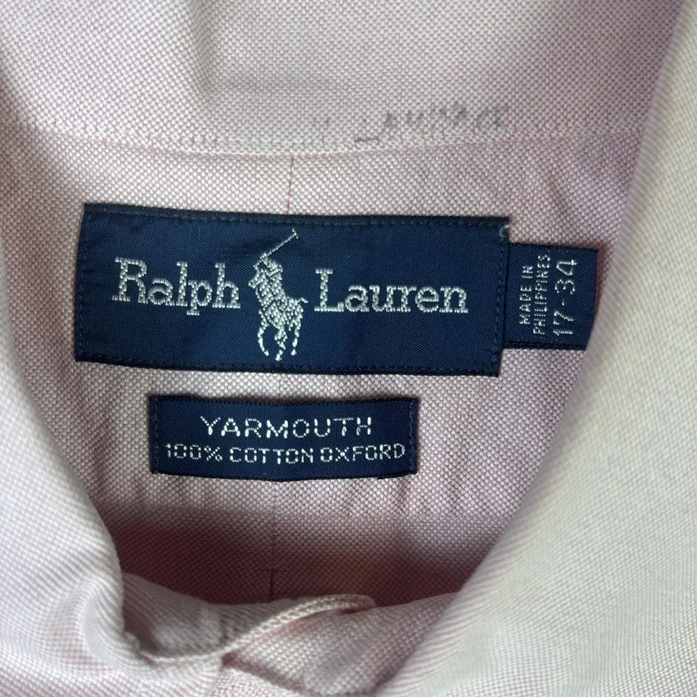 Vtg Polo Ralph Lauren Yarmouth Shirt Men 17 34 Pink Cotton Oxford‎ Flesh Pony